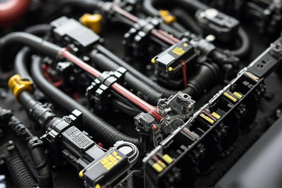 Dettaglio cablaggio motorsport professionale