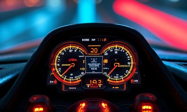 Cruscotto digitale integrato in plancia in carbonio